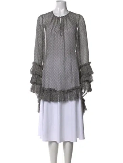 Pre-owned Thomas Wylde Silk Printed Top In Grey