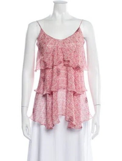 Pre-owned Thomas Wylde Silk Printed Top In Pink