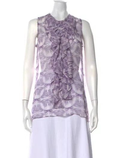 Pre-owned Thomas Wylde Silk Printed Top In Purple
