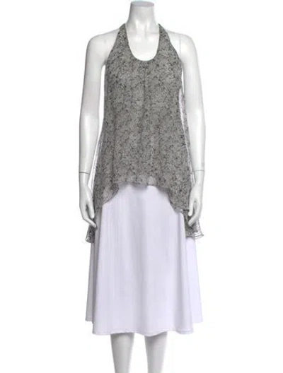 Pre-owned Thomas Wylde Silk Printed Top In Silver