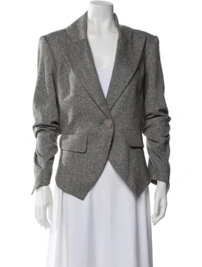 Pre-owned Thomas Wylde Silk Tweed Pattern Blazer In Grey