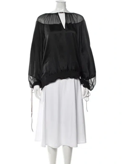 Pre-owned Thomas Wylde Silk V-neck Blouse In Black