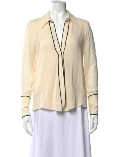 Pre-owned Thomas Wylde Silk V-neck Blouse In Neutrals