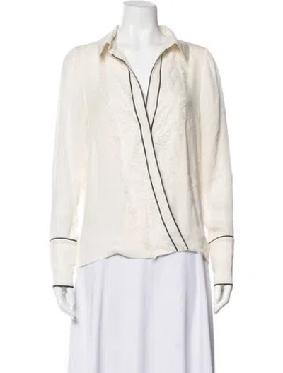 Pre-owned Thomas Wylde Silk V-neck Blouse In White