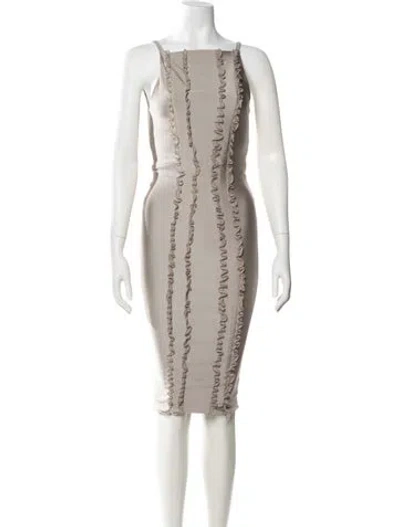 Pre-owned Thomas Wylde Square Neckline Knee-length Dress In Neutrals