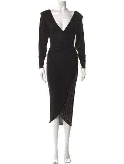 Pre-owned Thomas Wylde V-neck Midi Length Dress In Black