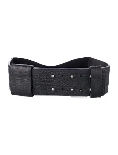 Pre-owned Thomas Wylde Wide Leather Waist Belt In Black