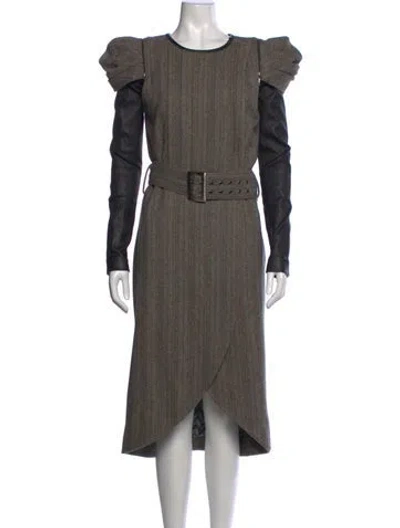 Pre-owned Thomas Wylde Wool Midi Length Dress In Grey