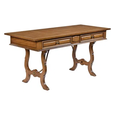 Pre-owned Thomasville 1960's English Regency Style Pecan Desk Console By  In Brown