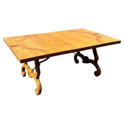 Pre-owned Thomasville 1960s  Spanish Baroque Style Wood Iron Dining Table In Brown