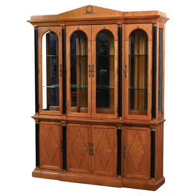 Pre-owned Thomasville 1995 Biedermeier Style  Grand Classics Line Breakfront China Hutch In Brown
