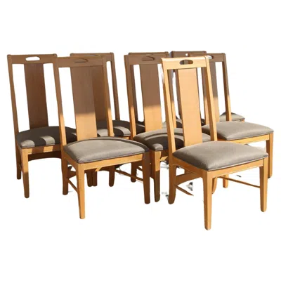 Pre-owned Thomasville 6  Furniture Oak Dining Chairs In Brown