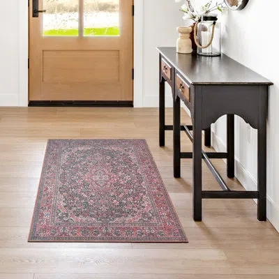 Thomasville Adamstown Emporia Irania Machine Washable Traditional Medallion Indoor Area Rug, Red Burgundy Non-sl In Blue;black;red;pink;ivory;green;cream