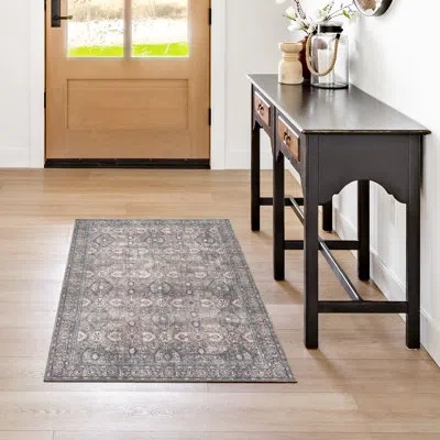 Thomasville Adamstown Emporia Kellan Machine Washable Traditional Border Indoor Area Rug, Brown Tan Beige Non-sl In Black;brown;beige;ivory;tan;silver;gray;