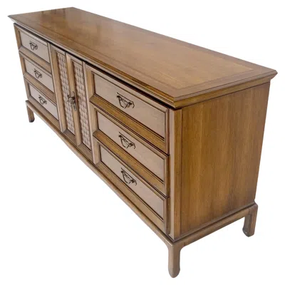 Pre-owned Thomasville American Walnut 9 Drawers Long Dresser Credenza On Bracket Feet Tomasville Mint! In Brown