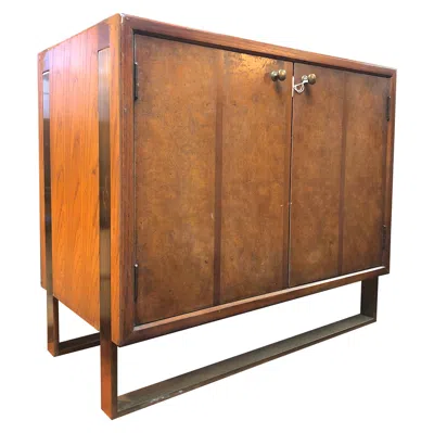 Pre-owned Thomasville Brass Sled Leg Cabinet By  In Brown