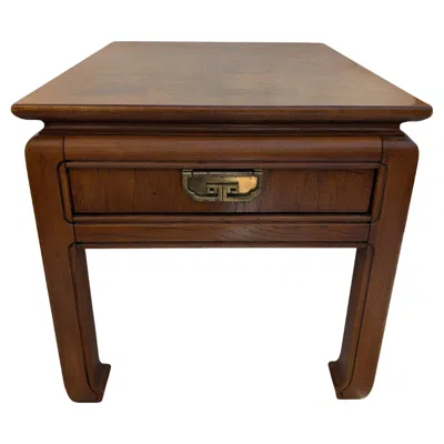 Pre-owned Thomasville Chinoiserie Style Burlwood Top Pagoda Style Table In Brown