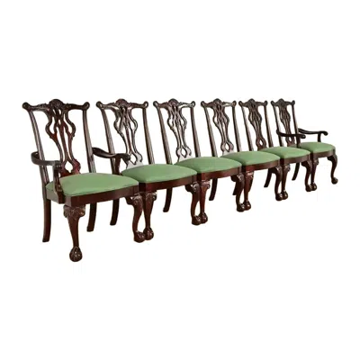 Pre-owned Thomasville Chippendale Carved Mahogany Dining Chairs, Set Of Six In Brown