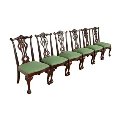 Pre-owned Thomasville Chippendale Carved Mahogany Dining Chairs, Set Of Six In Brown