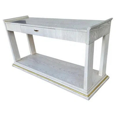 Pre-owned Thomasville Console Sofa Table Whitewash Beach House In Brown