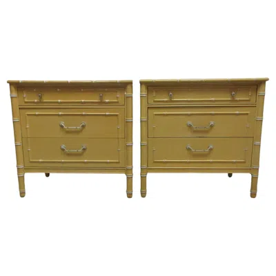 Pre-owned Thomasville Faux Bamboo Chest Of Drawers In Brown