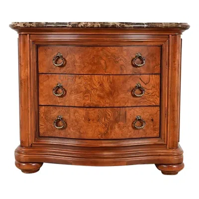 Pre-owned Thomasville French Louis Philippe Burl Wood Marble Top Dresser Chest In Brown