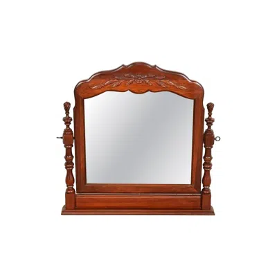 Pre-owned Thomasville French Provincial Carved Cherry Wood Dresser Top Vanity Swing Mirror In Brown