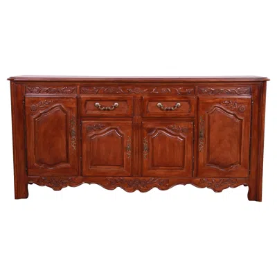 Pre-owned Thomasville French Provincial Louis Xv Carved Walnut Sideboard Credenza In Brown