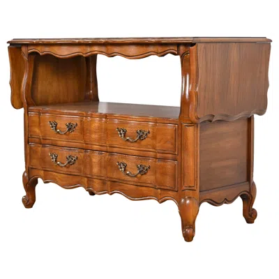 Pre-owned Thomasville French Provincial Louis Xv Pecan Buffet Server Or Bar Cabinet In Brown
