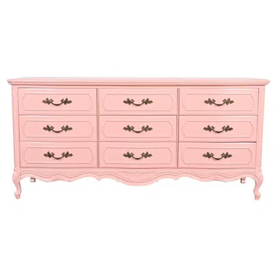 Pre-owned Thomasville French Provincial Louis Xv Pink Lacquered Triple Dresser, Refinished