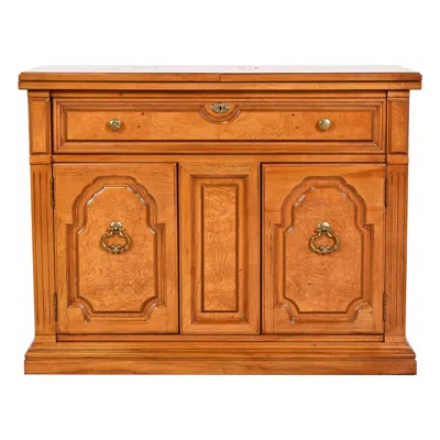 Pre-owned Thomasville French Regency Louis Xvi Burled Walnut Flip Top Buffet Server In Brown
