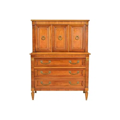 Pre-owned Thomasville French Regency Louis Xvi Fruitwood Gentleman's Chest, Circa 1960s In Brown