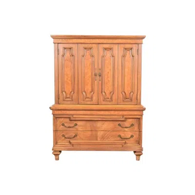 Pre-owned Thomasville French Regency Louis Xvi Walnut And Burl Wood Gentleman's Chest In Brown