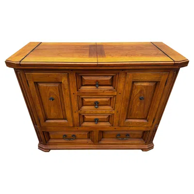 Pre-owned Thomasville Furniture Rustic Walnut Flip Top Server/bar In Brown