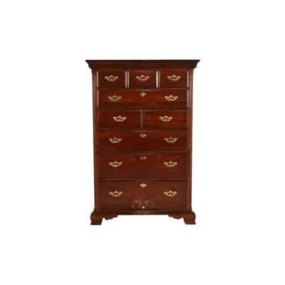 Pre-owned Thomasville Georgian Carved Cherry Wood Highboy Dresser, Circa 1980s In Brown