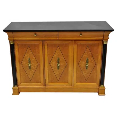 Pre-owned Thomasville Grand Classics Empire Biedermeier Maple & Granite Sideboard Credenza In Brown
