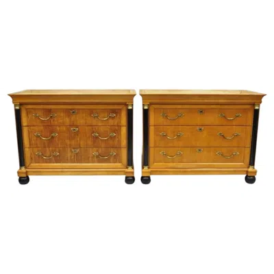 Pre-owned Thomasville Grand Classics Empire Biedermeier Maple Bachelor Chest Dresser, Pair In Brown