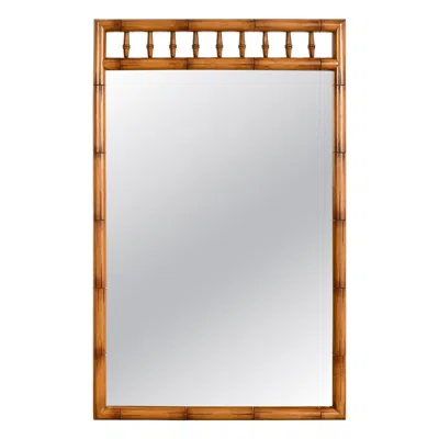 Pre-owned Thomasville Hollywood Regency Faux Bamboo Framed Wall Mirror, Circa 1960s In Brown