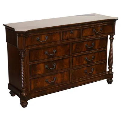 Pre-owned Thomasville Large American  Trinidad Breakfront Solid Dresser Sideboard In Brown