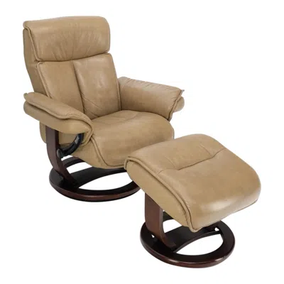 Pre-owned Thomasville Leather Reclining Chair & Ottoman By  In Brown