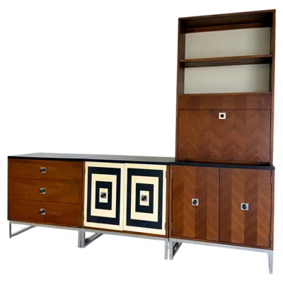 Pre-owned Thomasville Mid Century Modern Modular 4pc Wall Unit C.1967 In Brown
