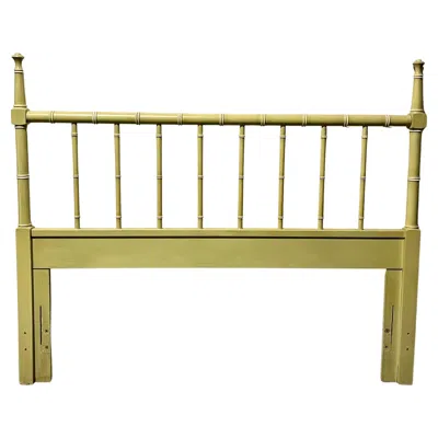 Pre-owned Thomasville Mid Century Regency Faux Bamboo Headboard In Brown