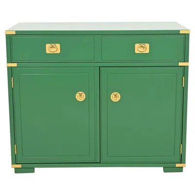 Pre-owned Thomasville Mid-century Hollywood Regency Campaign Bar Cabinet, Newly Refinished In Brown