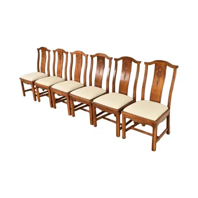 Pre-owned Thomasville Mid-century Hollywood Regency Walnut Dining Chairs, Set Of Six In Brown