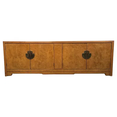 Pre-owned Thomasville Mid-century Modern Burl And Brass Credenza By  In Brown