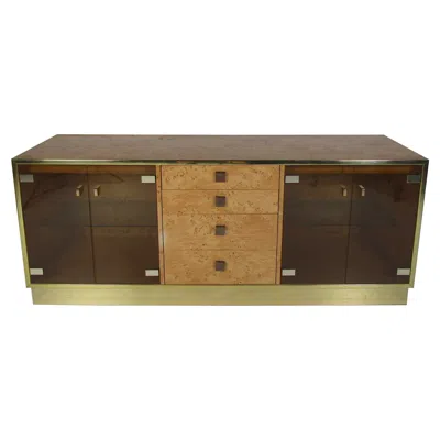Pre-owned Thomasville Mid-century Modern Burl Credenza By Founders In Brown