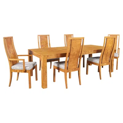 Pre-owned Thomasville Mid-century Modern Burl Wood Dining Room Set By Milo Baughman In Brown