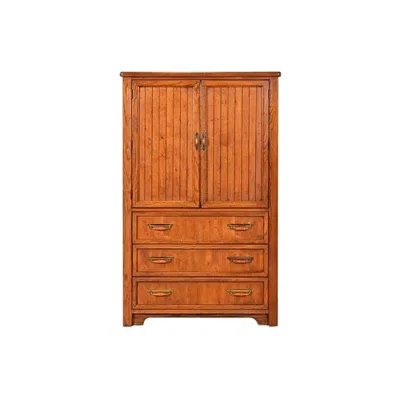 Pre-owned Thomasville Mid-century Modern Campaign Walnut Armoire Dresser, Circa 1970s In Brown