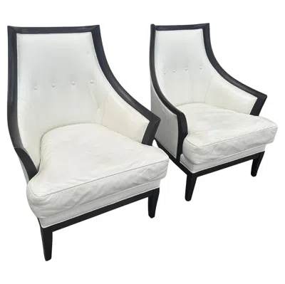 Pre-owned Thomasville Pair Of Art Deco Style Club Chairs By , Circa 2010 In Brown