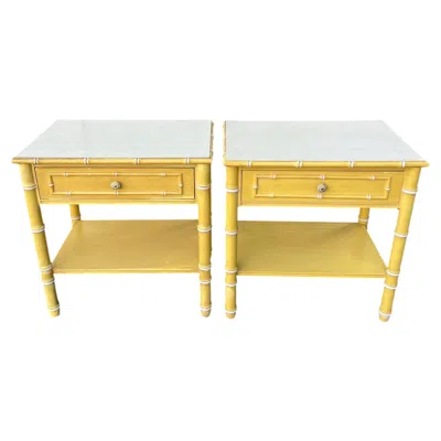Pre-owned Thomasville Pair Of Faux Bamboo  Allegro Nightstands Or Side Tables In Brown